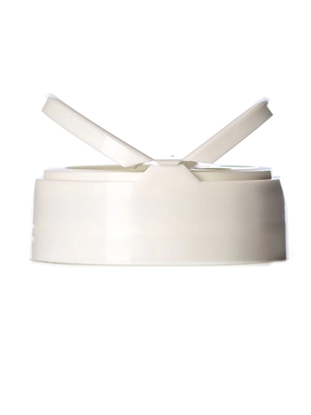 White PP Plastic 53-485 Smooth Skirt 3-Hole Dual Flip Top Sifter Spice Cap – L630WHH10