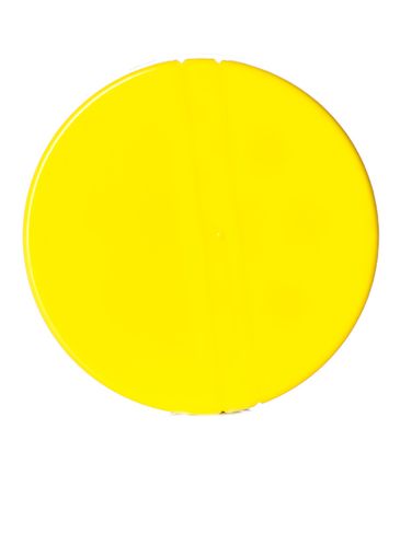 Yellow PP plastic 53-485 smooth skirt 3-hole flip top sifter spice cap with heat induction seal (HIS) liner (.300 inch orifice)