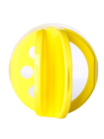 Yellow PP plastic 53-485 smooth skirt 3-hole flip top sifter spice cap with heat induction seal (HIS) liner