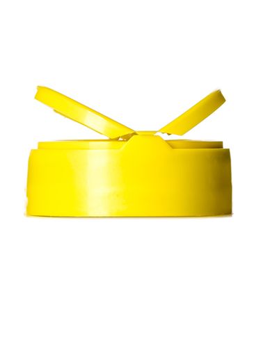 Yellow PP plastic 53-485 smooth skirt 3-hole flip top sifter spice cap with heat induction seal (HIS) liner