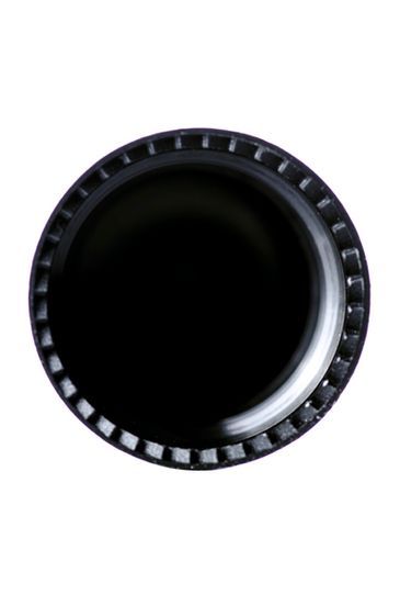 Black PP plastic smooth skirt screw cap for glass roll on bottle (test for product compatibility)