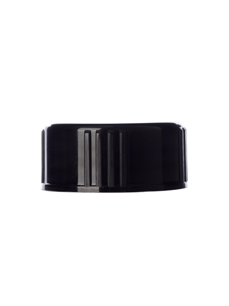 Black PP Plastic 24-400 Ribbed Skirt Lid – L807BK