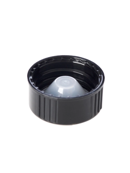 Black PP Plastic 24-400 Ribbed Skirt Lid – L807BK