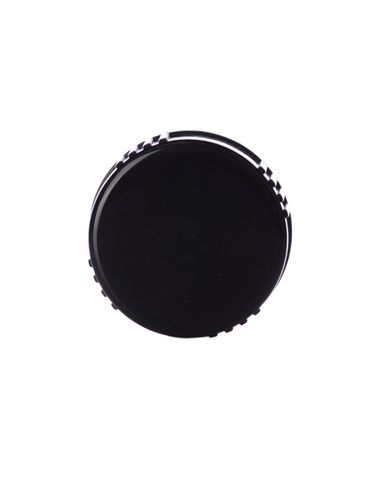 Black PP plastic 24-400 ribbed skirt lid with PP plastic polycone liner