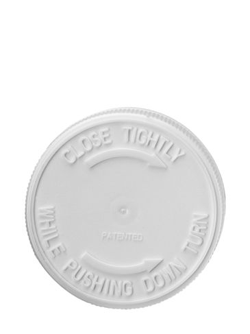 White PP plastic 38-400 child-resistant cap with foam liner
