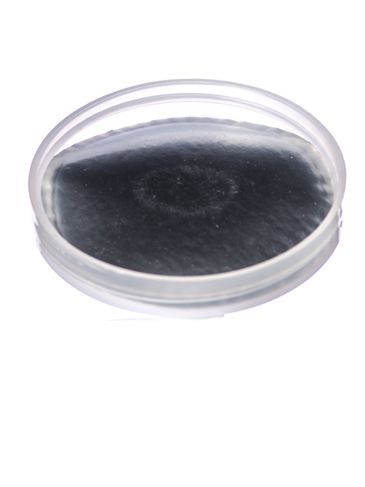 Natural-colored PP plastic 70-400 smooth skirt lid with unprinted universal heat induction seal (HIS) liner
