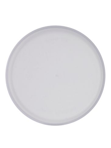 Natural-colored PP plastic 89-400 smooth skirt lid with pressure sensitive (PS) liner