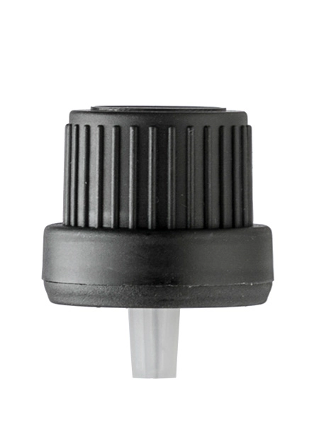 Black PP 18 mm Tamper-Evident Dropper Cap – L866BK