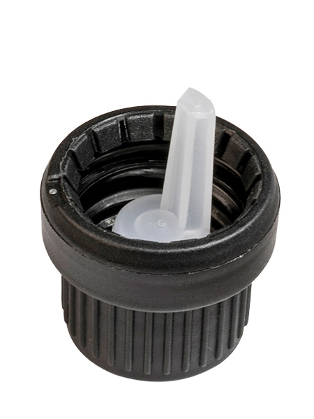 Black PP 18 mm Tamper-Evident Dropper Cap – L866BK