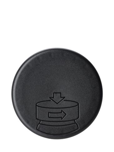 Black PP plastic 58-400 child-resistant cap with unprinted universal heat induction seal (HIS) liner