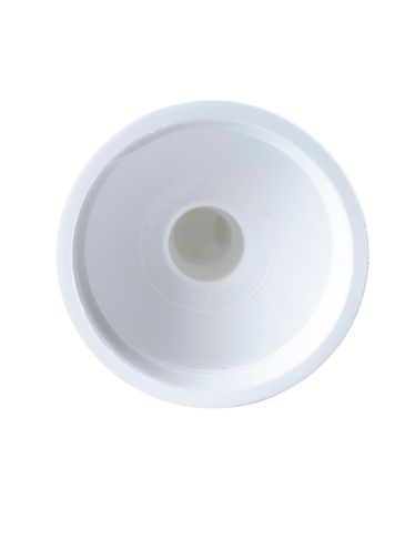 White HDPE/LDPE plastic 24-400 ribbed skirt unlined twist-open dispensing lid (.115 inch orifice)