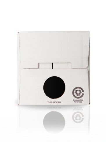 White paperboard carton for 5 gallon cubitainer