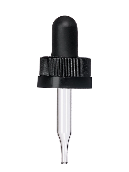 Black PP Plastic 18-400 Ribbed Skirt Child-Resistant Dropper Assembly – M1233BK