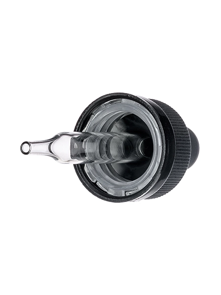 Black PP Plastic 18-400 Ribbed Skirt Child-Resistant Dropper Assembly – M1233BK