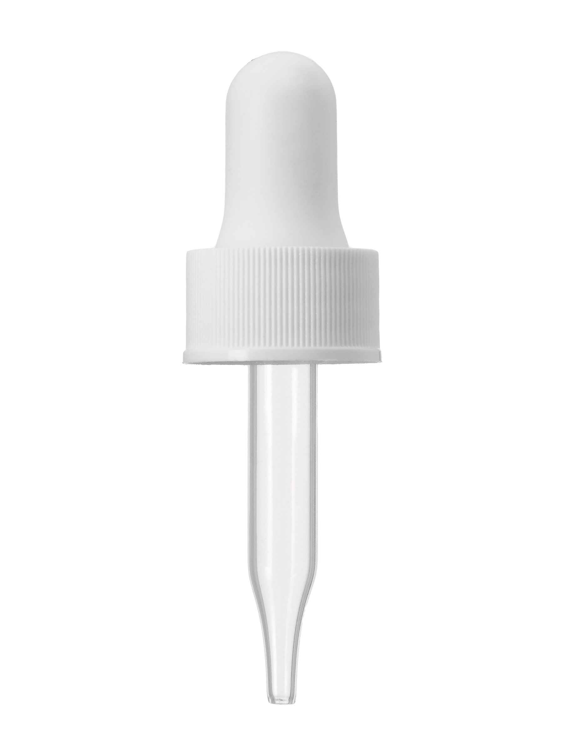 White PP Plastic 18-400 Ribbed Skirt Dropper Assembly – M1234WH