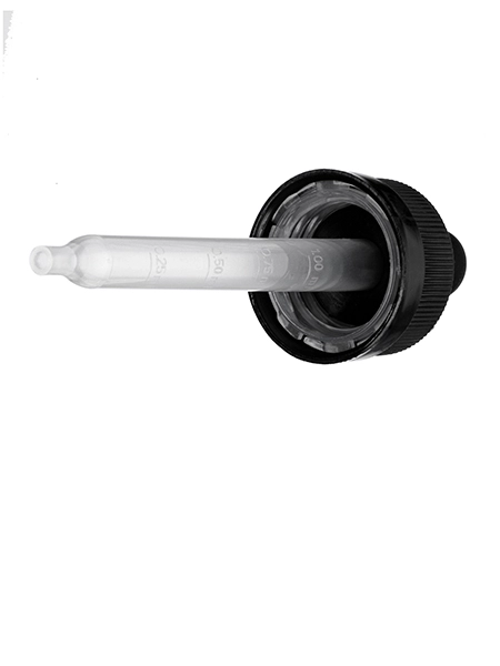 Black PP Plastic 20-400 Ribbed Skirt Child-Resistant Dropper Assembly – M1258BK-E25