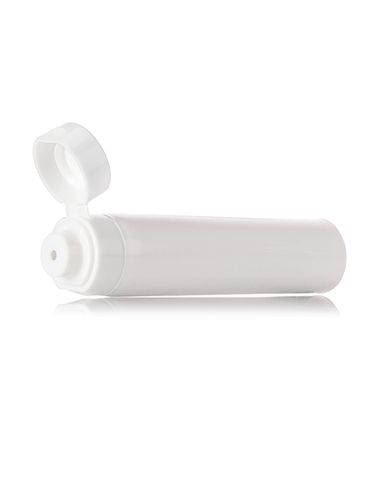 1 oz glossy white LDPE plastic 5-layer tube with flip cap and heat induction seal (HIS) liner (3.175mm orifice)