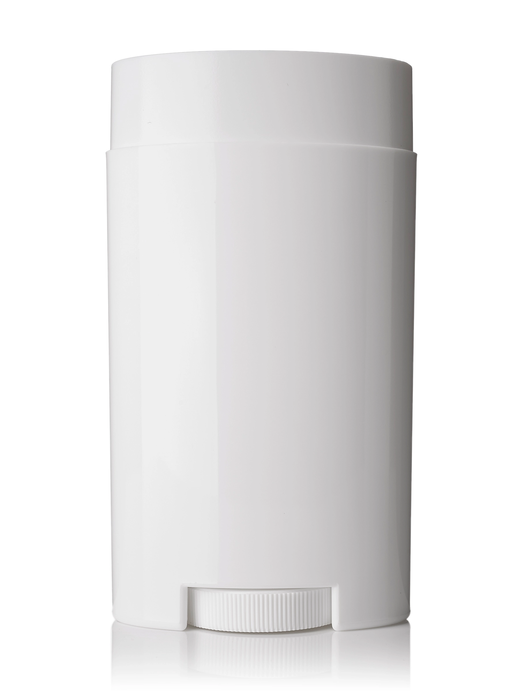 2.5 oz White PP Plastic Oval-Shaped Deodorant Container with Dial and White Cap – M17375WH