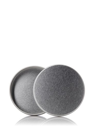 4 oz silver steel flat tin with slip cover lid