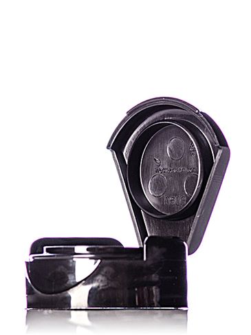 Black PP plastic 33-400 smooth skirt flip top unlined dispensing lid