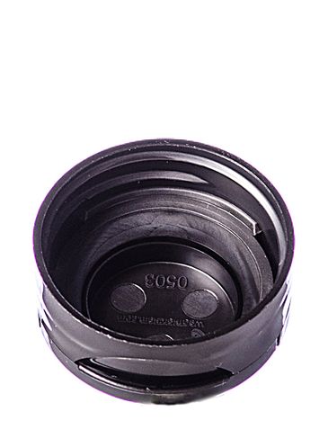 Black PP plastic 33-400 smooth skirt flip top unlined dispensing lid