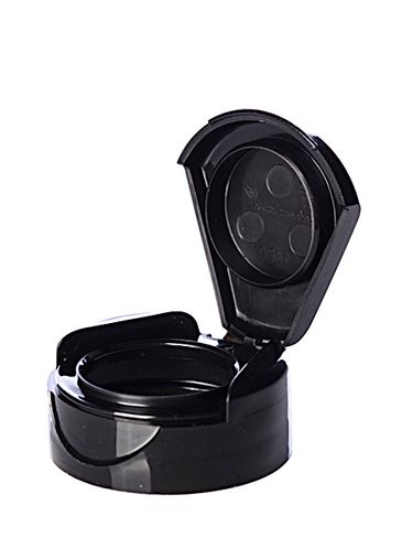 Black PP plastic 33-400 smooth skirt flip top unlined dispensing lid