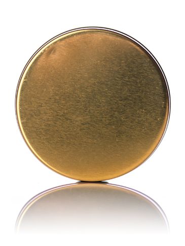 2 oz gold-colored metal tin with screw-on lid