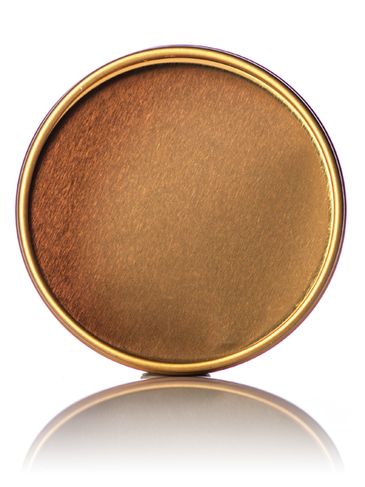 2 oz gold-colored metal tin with screw-on lid