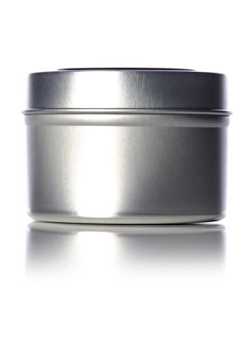 4 oz silver steel deep tin with slip cover lid