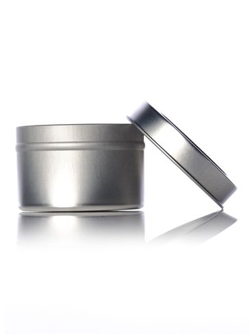 4 oz silver steel deep tin with slip cover lid