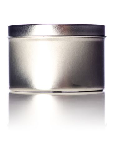 8 oz silver steel deep tin with slip cover lid