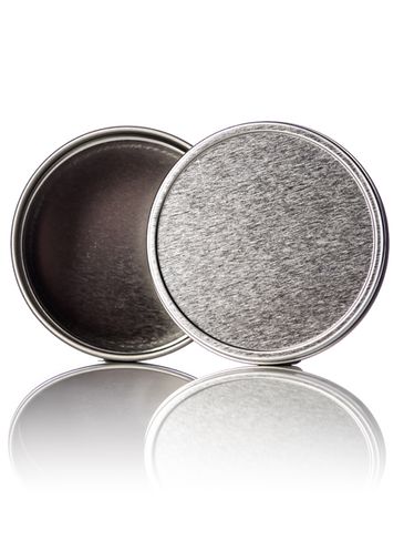 8 oz silver steel deep tin with slip cover lid