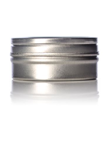 1/4 oz silver steel flat tin with clear slip cover lid