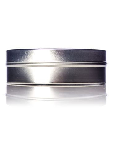 8 oz silver steel flat tin with slip cover lid