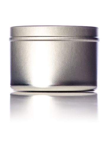 4 oz silver steel deep tin with clear slip cover lid