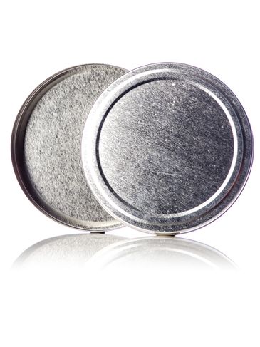 10 oz silver steel flat tin with slip cover lid