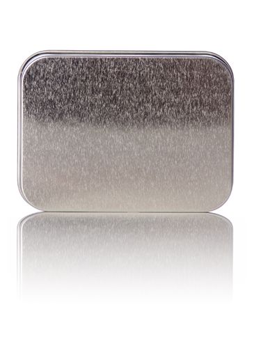 3.75 x 2.75 x 0.75 inch silver steel rectangular tin with slip cover