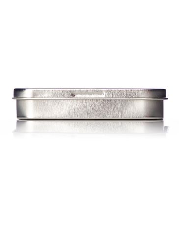 3.75 x 2.75 x 0.75 inch silver steel rectangular tin with slip cover