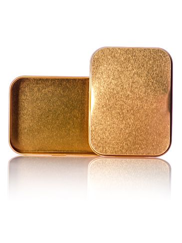 3.75 x 2.75 x 0.75 inch copper-colored steel rectangular tin with slip on cover lid