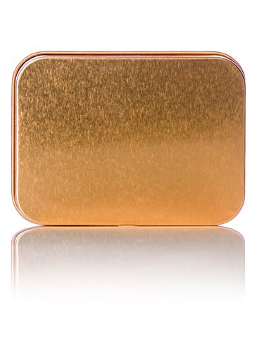 3.75 x 2.75 x 0.75 inch copper-colored steel rectangular tin with slip on cover lid