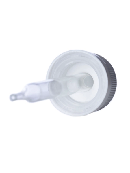 White PP Plastic 18-400 Ribbed Skirt Child-Resistant Dropper Assembly – M660WH