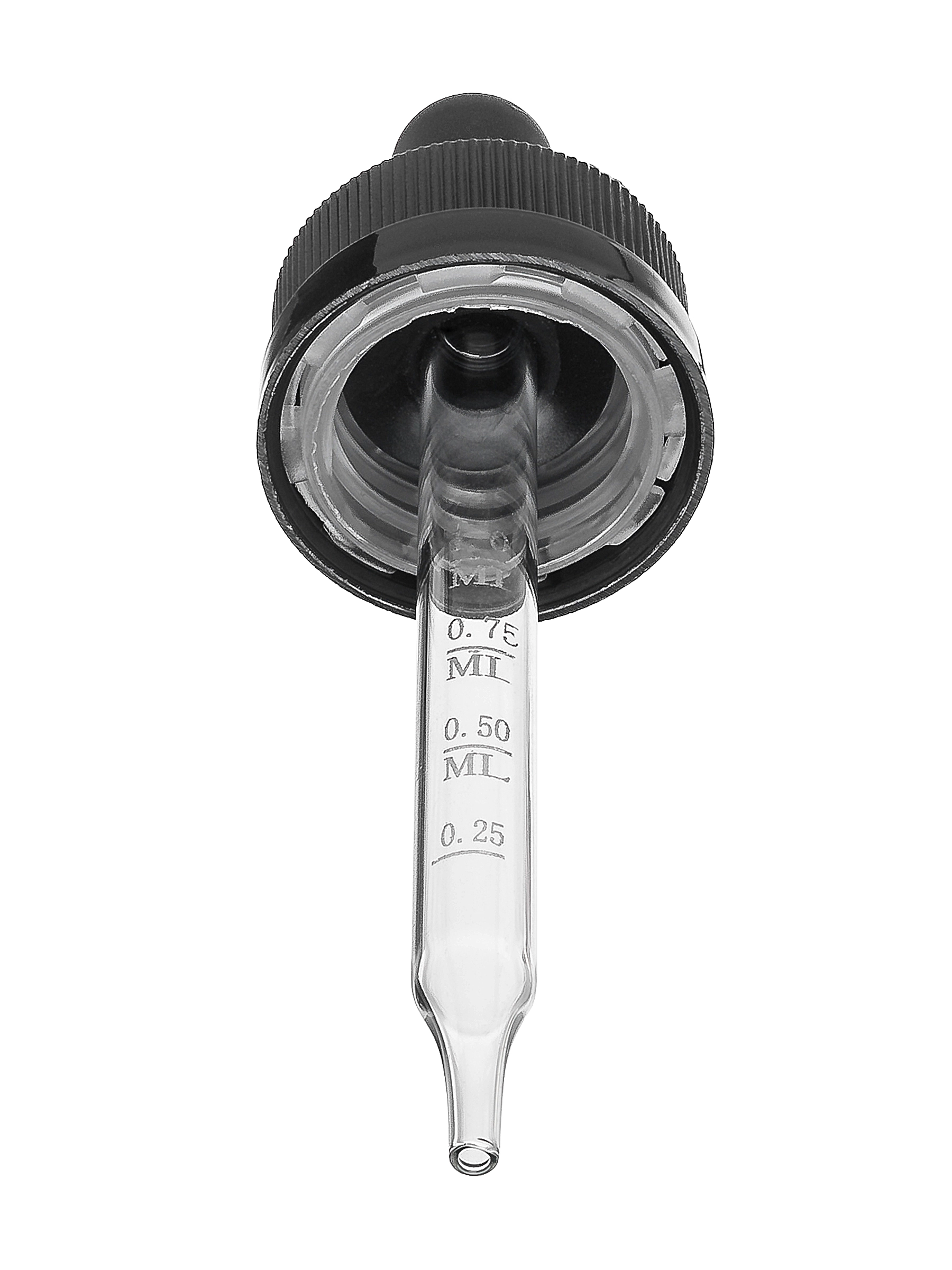 Black PP Plastic 20-400 Ribbed Skirt Child-Resistant Dropper Assembly – M661BK-L25