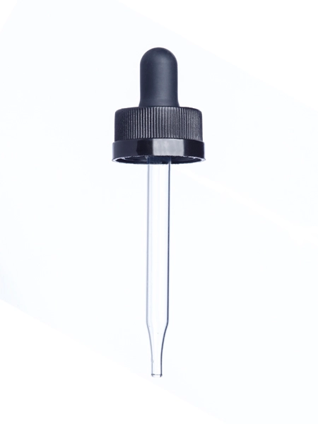 Black PP Plastic 20-400 Ribbed Skirt Child-Resistant Dropper Assembly – M661BK