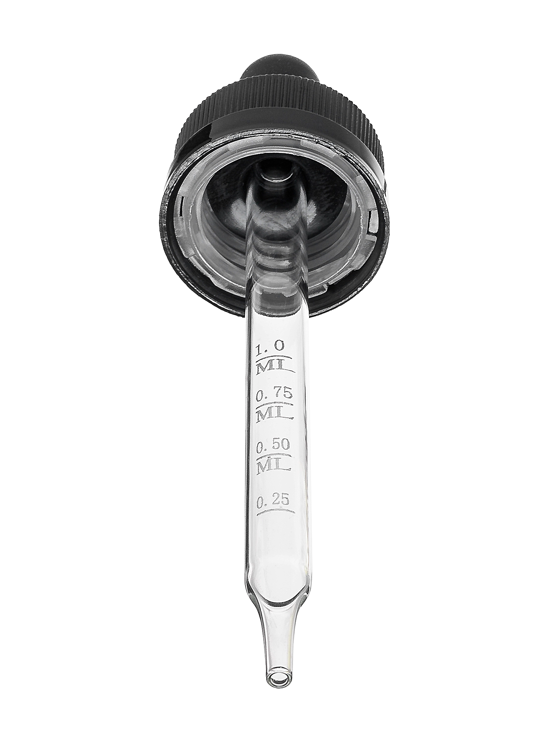Black PP Plastic 20-400 Ribbed Skirt Child-Resistant Dropper Assembly – M662BK-L25