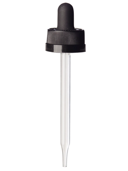 Black PP Plastic 20-400 Ribbed Skirt Child-Resistant Dropper Assembly – M662BK