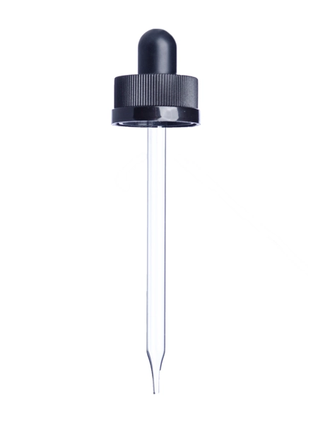 Black PP Plastic 24-400 Ribbed Skirt Child-Resistant Dropper Assembly – M664BK