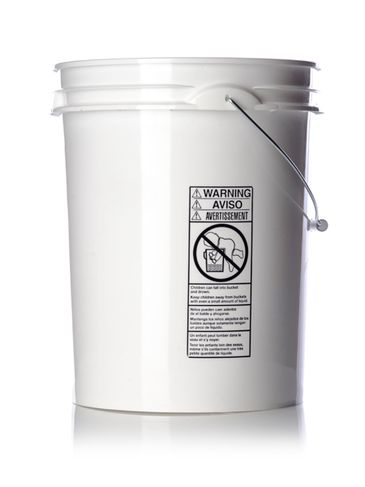 5 gallon white HDPE plastic pail of 70 mil thickness with handle