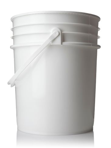 5 gallon white HDPE plastic pail of 90 mil thickness with plastic handle