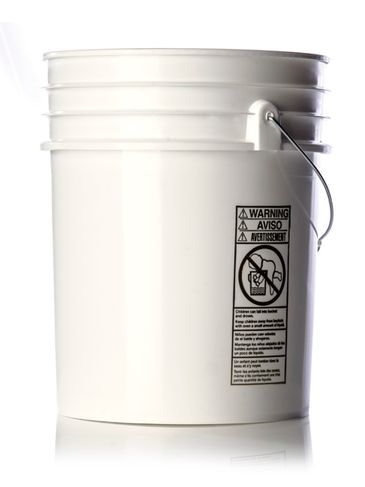 5 gallon white HDPE plastic pail of 90 mils thickness with metal handle