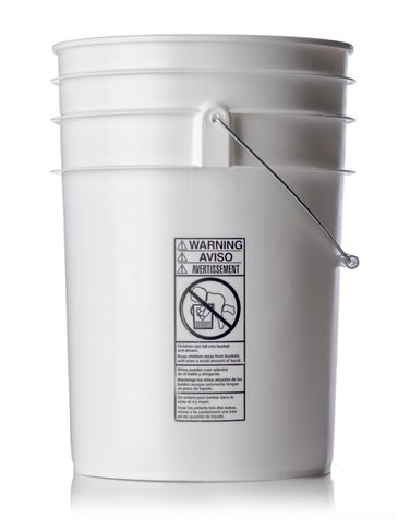 6 gallon white HDPE plastic pail of 90 mil thickness with handle